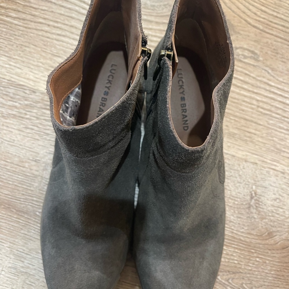 Lucky Brand Charcoal Suede Ankle Boots